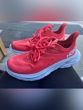 Hoka Coral-Pink Mesh Running Sneakers